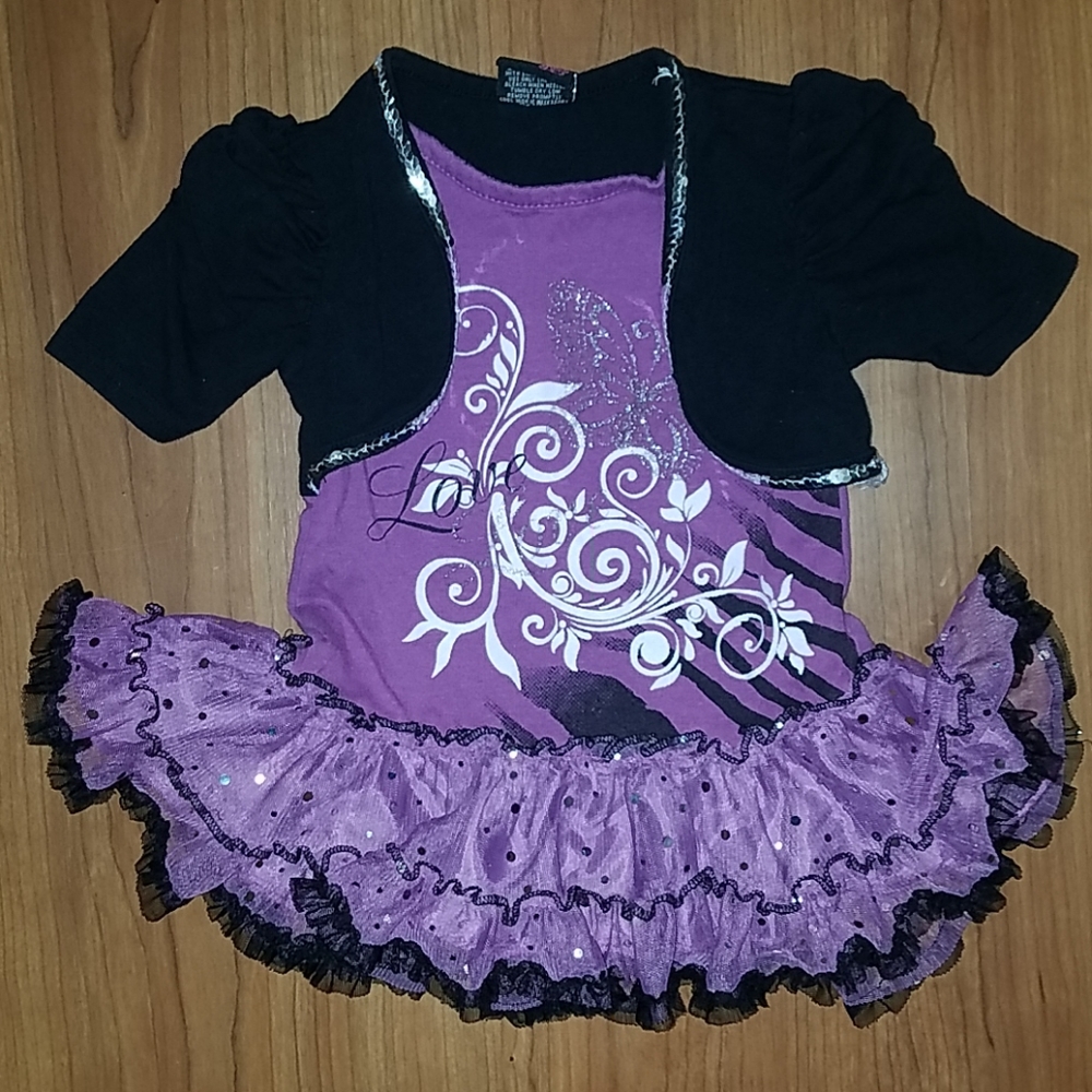 Girls" real love" 1 piece purple tutu dress size3T